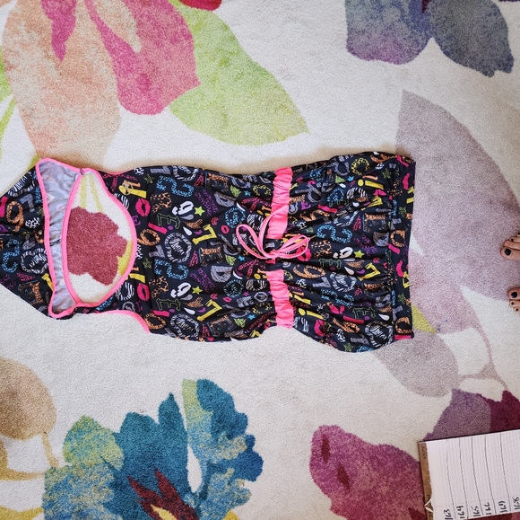 ECKO RED Halter Hooded Mini Dress Sz 1X Black Graffiti Pattern - Picture 9 of 14